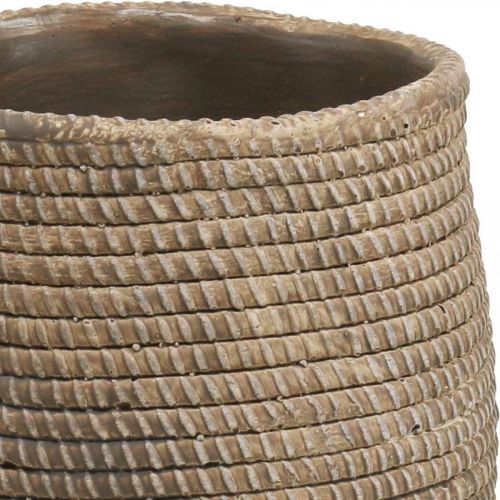 Floristik24 Boho blomkruka flätat mönster kruka keramik Ø12cm H14cm 2st