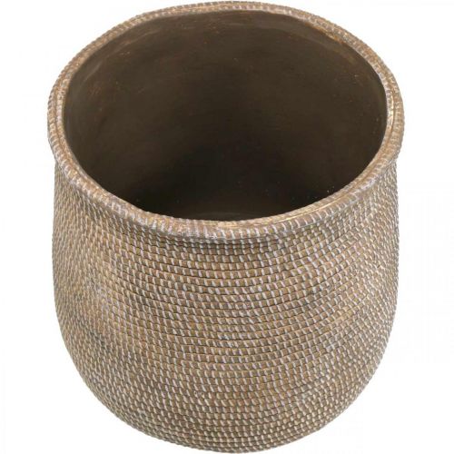 Floristik24 Boho blomkruka keramik stor flätad look Ø21,5cm H24cm