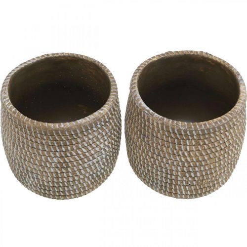 Artikel Boho blomkruka cachepot keramisk flätad look Ø9cm H10,5cm 2st