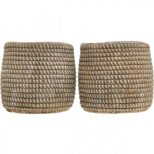 Artikel Boho blomkruka cachepot keramisk flätad look Ø9cm H10,5cm 2st