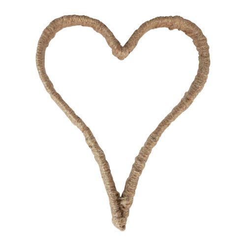 Floristik24 Boho stil, hjärtmetallring dekorativ ring juteband 20cm 4st