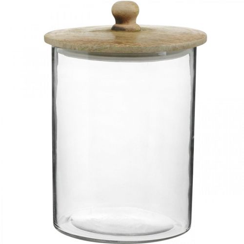 Floristik24 Glasburk, bonboniere med trälock, dekorativ glas naturlig färg, klar Ø17cm H24,5cm