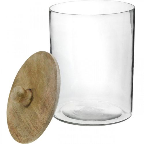 Floristik24 Glasburk, bonboniere med trälock, dekorativ glas naturlig färg, klar Ø17cm H24,5cm