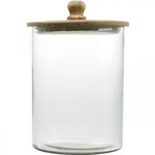 Floristik24 Glasburk, bonboniere med trälock, dekorativ glas naturlig färg, klar Ø17cm H24,5cm