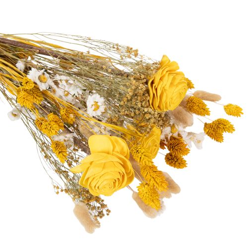 Artikel Torkad blombukett med rosor gjorda av Sola-trä. Elegant bukett för naturlig heminredning. 50 cm