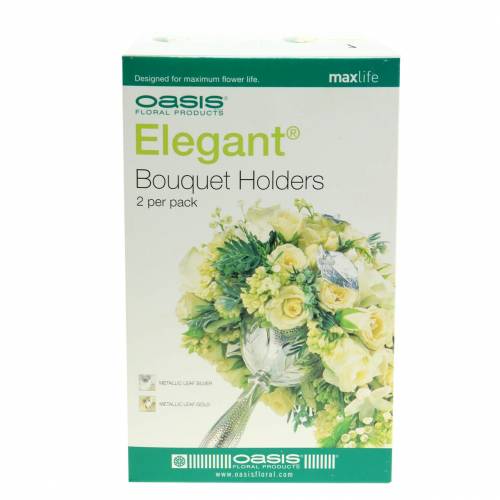 Floristik24 Brudbuketthållare elegant guldblommigt skum 2 st