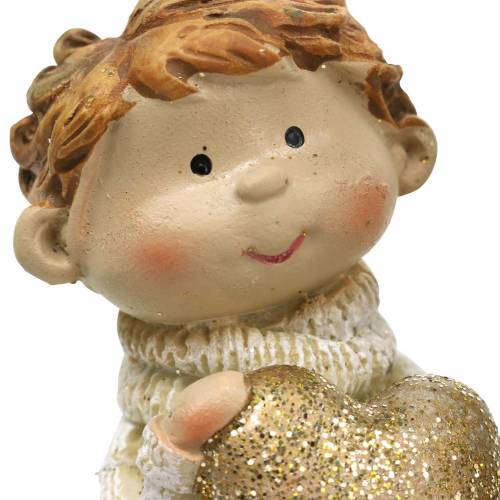 Artikel Dekorativa figurer liten bror och syster guld, glitter 10 / 6,5 cm uppsättning 2