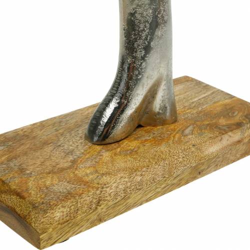 Floristik24 Metallträd, dekorativ bok på en träbas, silvermetalldekoration, livets träd, mangoträ