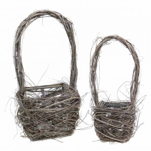 Dekorativ rottingkorg med handtag naturligt H36,5cm H45cm set med 2