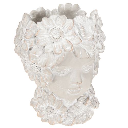 Byst gjord av gjuten sten skulptur kvinna plantering antik H21,5cm