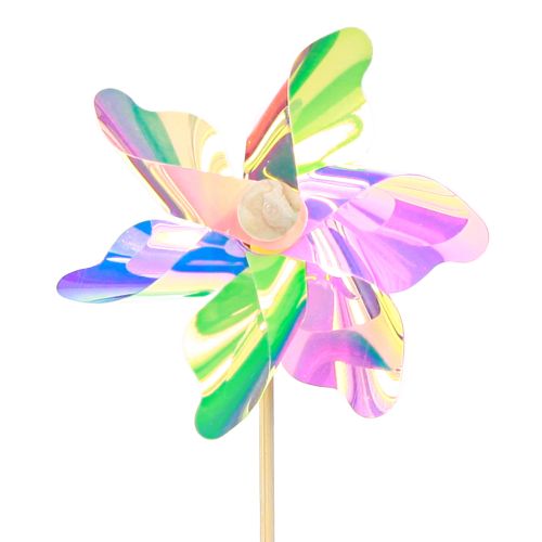 Artikel Färgglada iriserande pinwheels väderkvarn på pinne Ø8,5cm 10 stycken