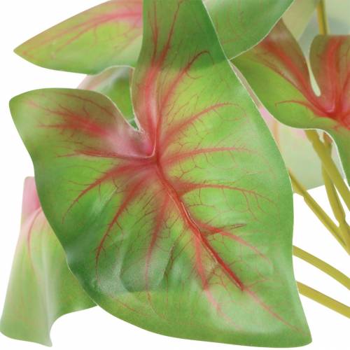Artikel Konstgjord kaladium sexbladig grön/rosa konstgjord växt som äkta!