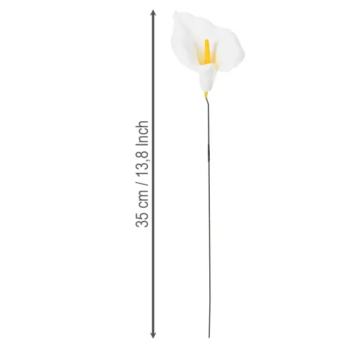 Konstgjord kallalilja med gul ståndare, dekorativa blommor, 35 cm, 10 st | Floristik24.se