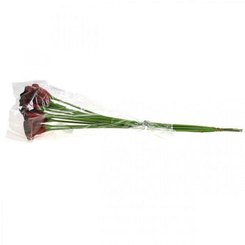 Artikel Calla röda bordeaux konstgjorda blommor i ett knippe 57cm 12 st
