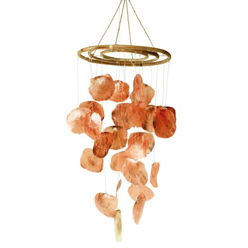 Capiz vindklocka orange chime trä maritimt 90cm