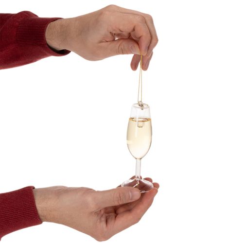 Set med hängen i form av champagneflaska och champagneglas, julgransdekoration, 14 cm, 2 delar | Floristik24.se