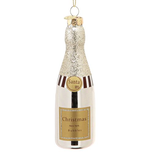 Artikel Champagneflaska för upphängning Nyårsdekoration silver 13cm 5 st
