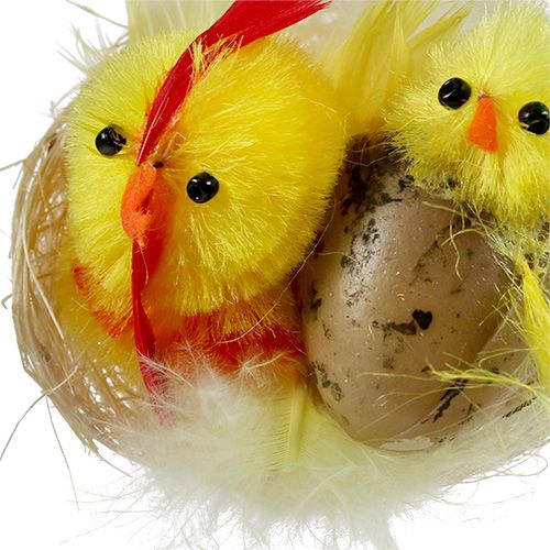 Artikel Chenille kycklingar i boet gul 5cm 4st
