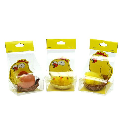 Artikel Chenille Chicks i Nest Mix Ø 5,5cm 3st