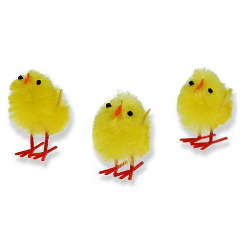 Floristik24 Chenille chick set gul i låda 5cm 12st