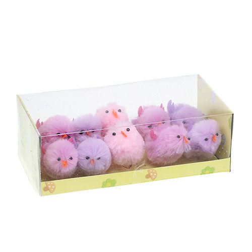 Floristik24 Chenille Chick Påsk Chick Lila, Rosa Vårdekoration 10st