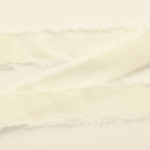 Artikel Chiffongband krämfärgat tygband med fransar 40mm 15m