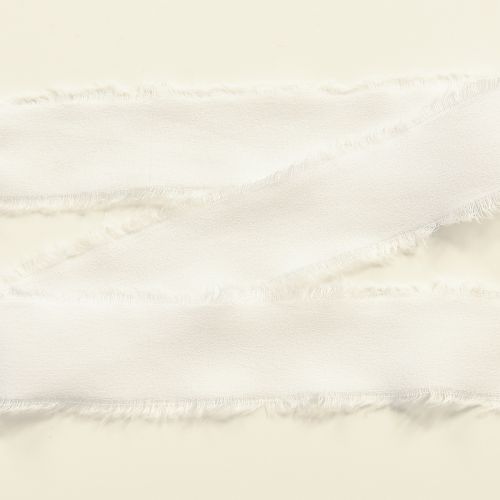 Artikel Chiffongband vitt tygband med fransar 40mm 15m