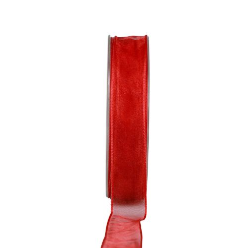 Artikel Chiffongband organzaband dekorativt band organza röd 15mm 20m