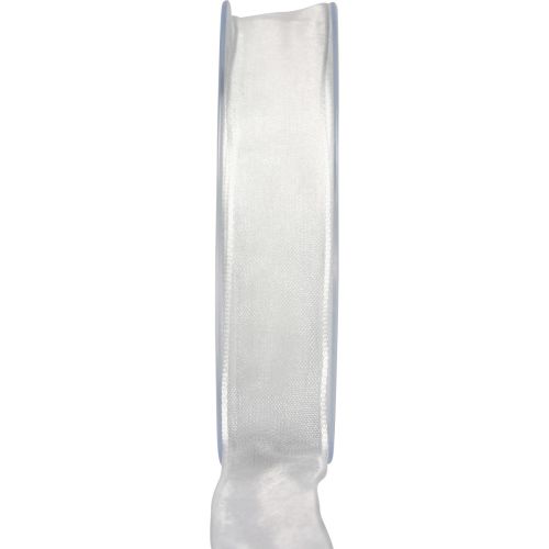 Floristik24 Chiffongband organzaband dekorativt band organza vit 25mm 20m