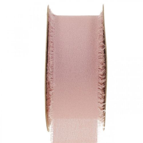 Floristik24 Chiffongband rosa tygband med fransar 40mm 15m