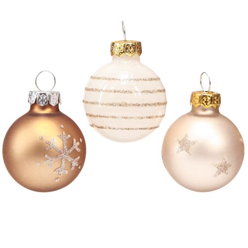 Julgranskulor glas mini pärla vitguld Ø3cm 9 st