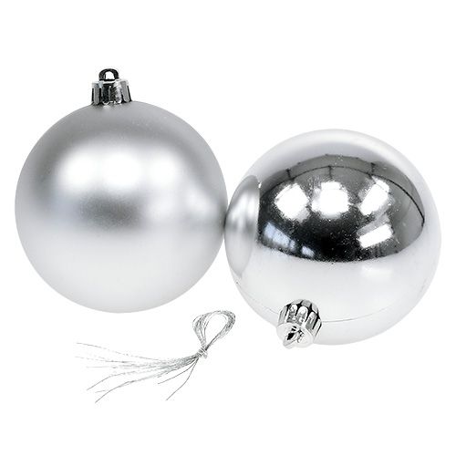 Floristik24 Julgranskulor plast silver 8cm 6st