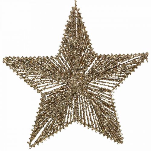 Julgranspynt, adventspynt, stjärnhängen gyllene B30cm 4st