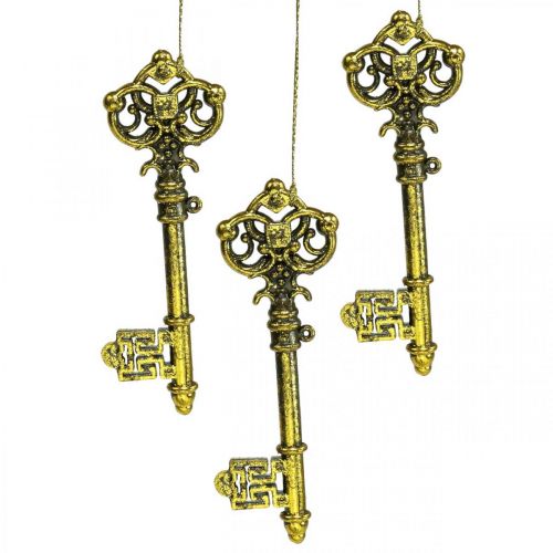 Floristik24 Julgransprydnader deco nyckel gyllene H14,5cm 12st