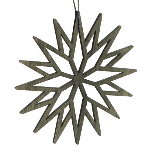 Artikel Julgranspynt trä snöflinga dekoration grön 10cm 12 st
