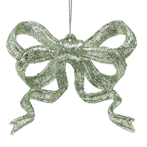 Artikel Julgransdekoration rosett 9cm med glittergrönt 12 st