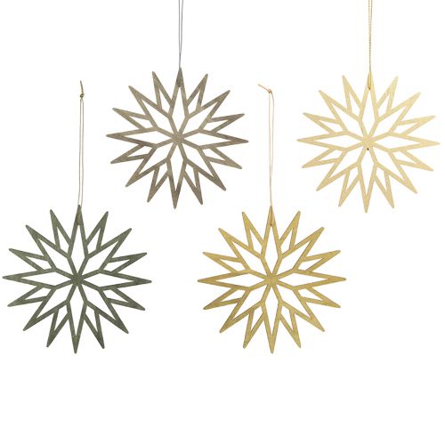 Artikel Julgransdekoration snöflingor dekoration trägrön 15cm 8 st