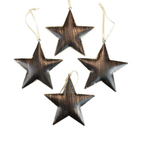 Floristik24 Julgransdekorationer dekorativ stjärnmetall svart guld Ø11cm 4st