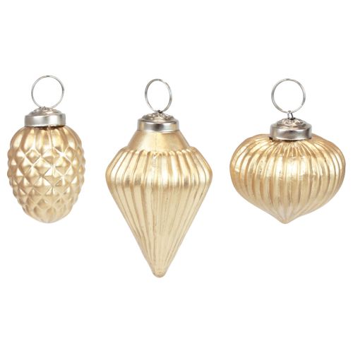 Floristik24 Julgransdekorationer glas guld dekoration vintage Ø4–6cm set om 3