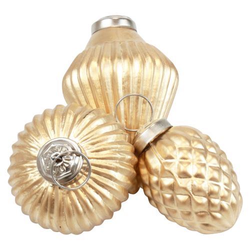 Floristik24 Julgransdekorationer glas guld dekoration vintage Ø4–6cm set om 3