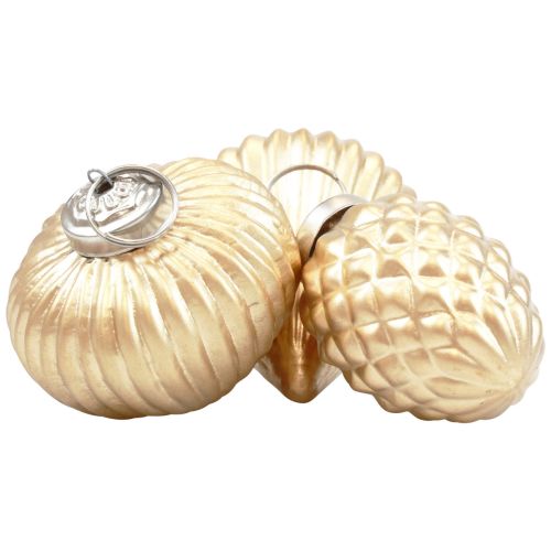 Floristik24 Julgransdekorationer glas guld dekoration vintage Ø4–6cm set om 3
