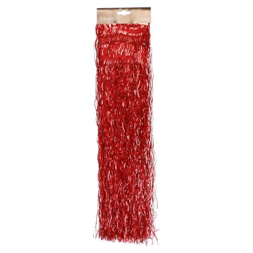 Julgransdekoration jul, vågigt glitterröd skimrande 50cm