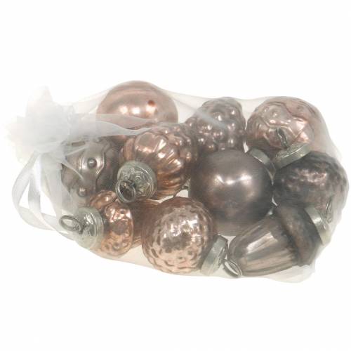 Floristik24 Mini-juldekoration mix 4,5 cm koppar assorterad äkta glas 10 st