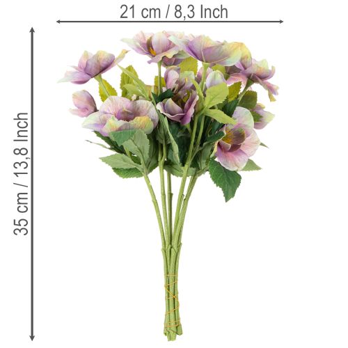 Konstgjord julrosbukett med lila blommor, 35 cm, 6 st | Floristik24.se