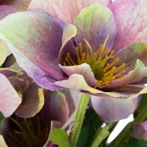 Konstgjord julrosbukett med lila blommor, 35 cm, 6 st | Floristik24.se