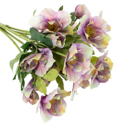 Konstgjord julrosbukett med lila blommor, 35 cm, 6 st | Floristik24.se