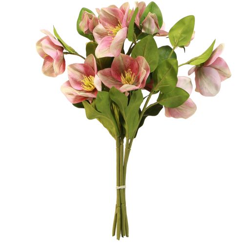 Artikel Elegant bukett med rosa julrosor – 35 cm 6 st.