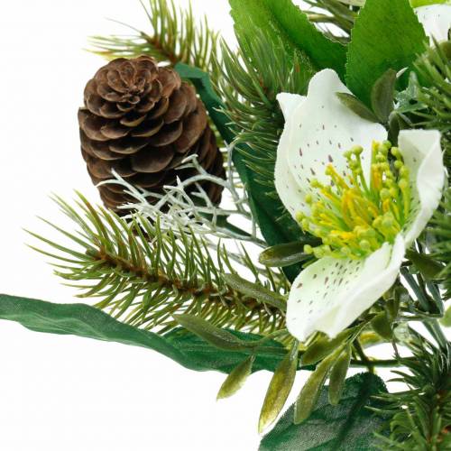 Floristik24 Konstgjord julrosbukett med gran och kottar H26cm