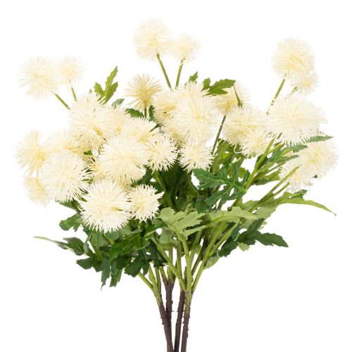 Konstgjord krysantemumblomma, krämvitt knippe, dekorativ gren, stor 56 cm, 4 stycken