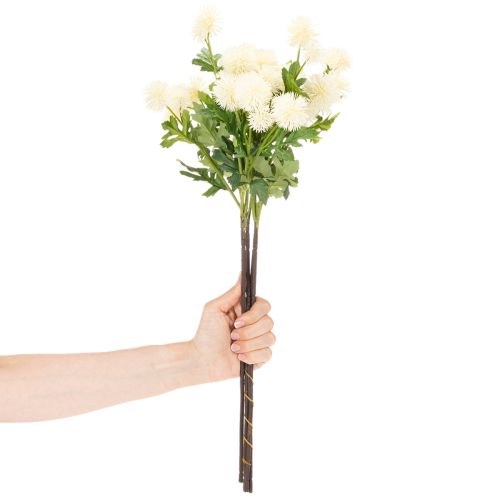 Konstgjord krysantemumblomma, krämvitt knippe, dekorativ gren, stor 56 cm, 4 stycken | Floristik24.se